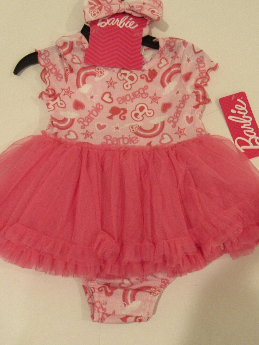 NEW TODDLER GIRLS' BARBIE OUTFIT WITH MATCHING HEADBAND SIZE 12 MONTHS